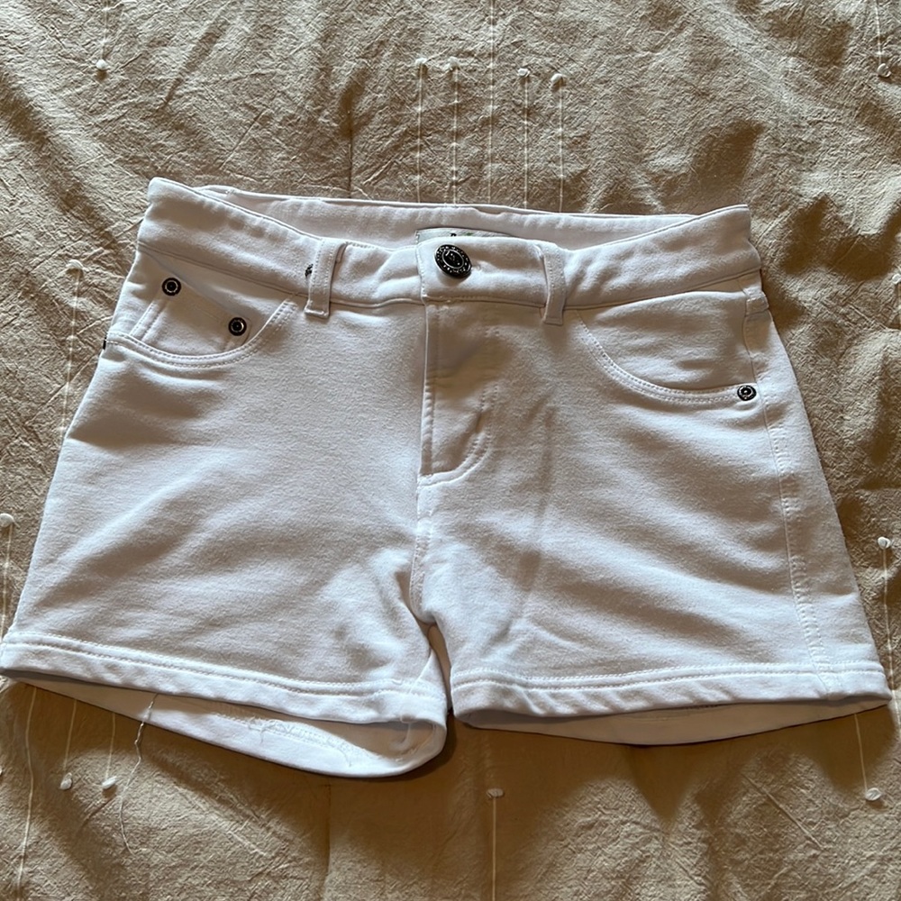 White Mid Rise Shorts